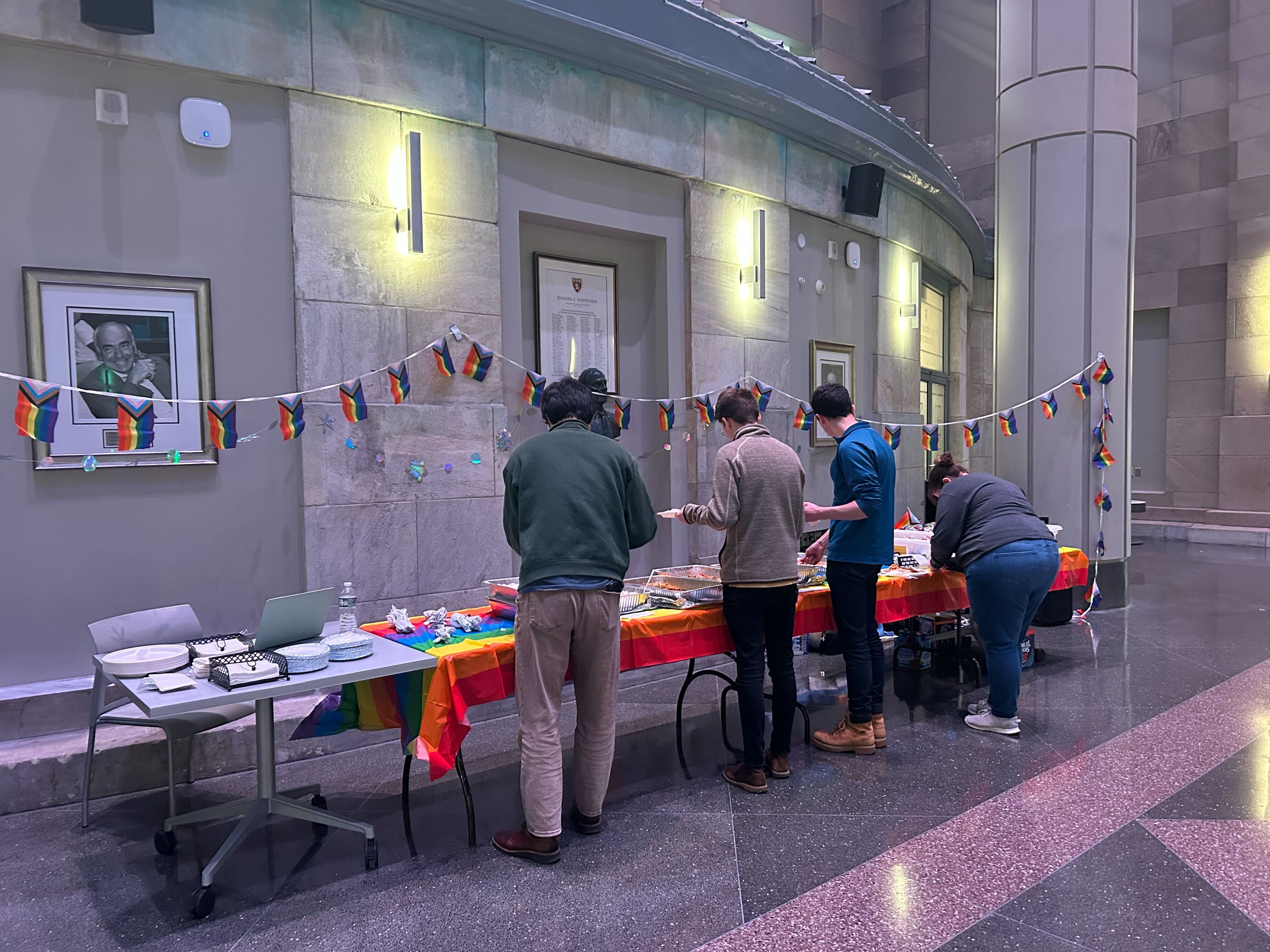 People at a food buffet