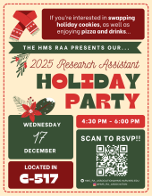 Poster for the HMS RAA 2025 Holiday Party on December 17 